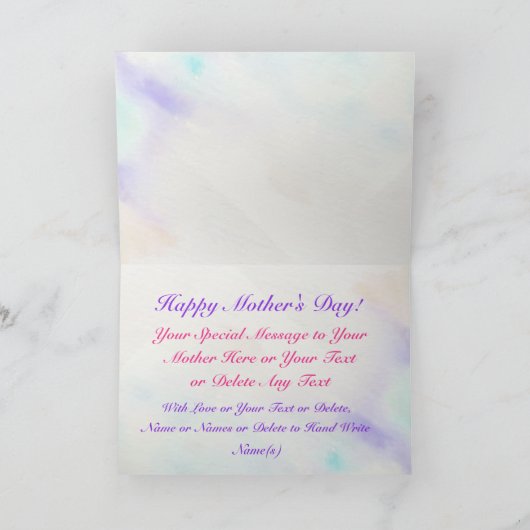おパーソナライズされた前のメッセージを書いた母の日用カード カード (内部)