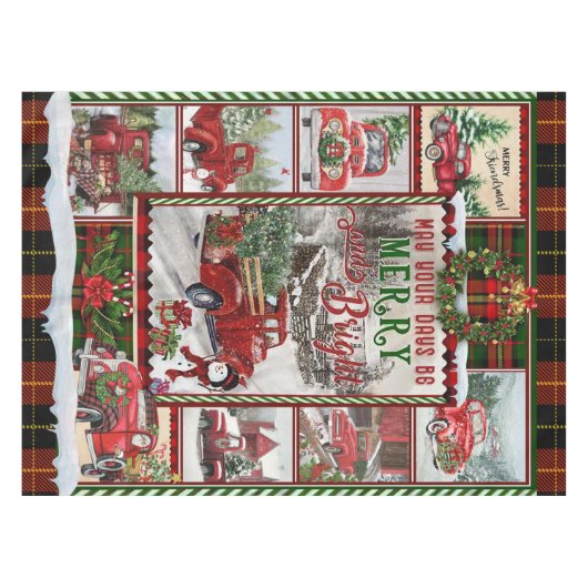 おパーソナライズされた前の日メリーと明るいクリスマス テーブルクロス (正面(横))