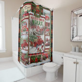 おパーソナライズされた前の日メリーは明るくクリスマス シャワーカーテン (インサイチュ)