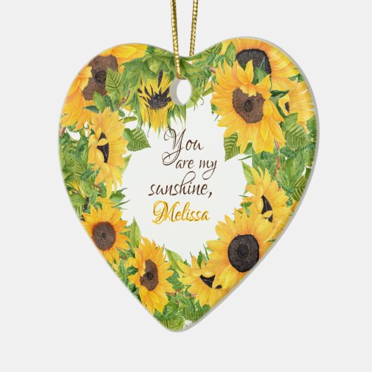 おパーソナライズされた前は俺のサンシャインサンフラワーだ セラミックオーナメント (左)