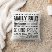 おパーソナライズされた客様のファミリルール付き クッション (ブランケット)