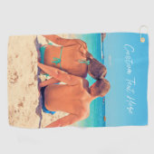 おパーソナライズされた客様のフォトゴルフタオルとカスタム文字 ゴルフタオル (横)