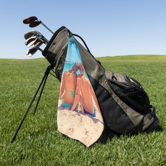 おパーソナライズされた客様のフォトゴルフタオルとカスタム文字 ゴルフタオル (グリーン)