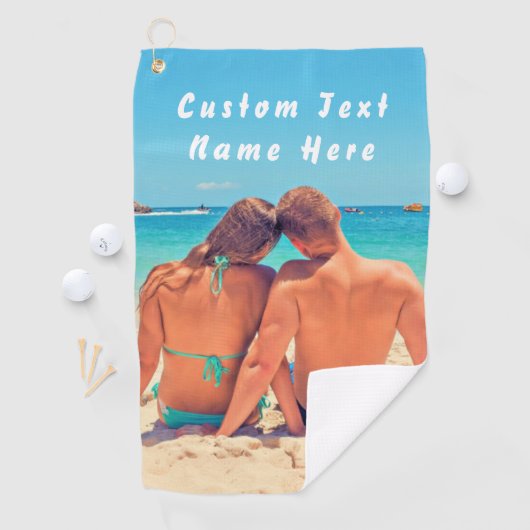 おパーソナライズされた客様のフォトゴルフタオルとカスタム文字 ゴルフタオル (インサイチュ)