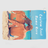 おパーソナライズされた客様のフォトゴルフタオルとカスタム文字 ゴルフタオル (横)