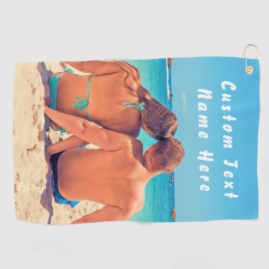 おパーソナライズされた客様のフォトゴルフタオルとカスタム文字 ゴルフタオル (横)