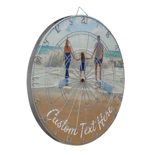 おパーソナライズされた客様のフォトダーツボードとカスタム文字 ダーツボード (正面左)