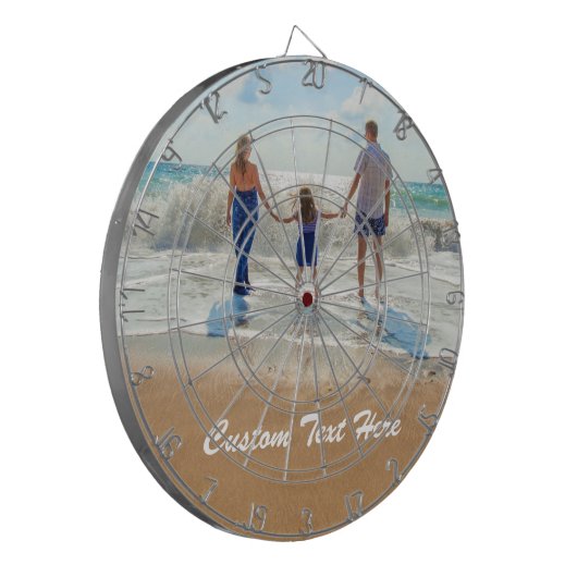 おパーソナライズされた客様のフォトダーツボードとカスタム文字 ダーツボード (正面左)