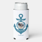 おパーソナライズされた客様の写真で家族旅行をクルーズ スリム缶クーラー (Seltzer正面)