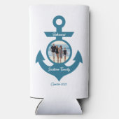 おパーソナライズされた客様の写真で家族旅行をクルーズ スリム缶クーラー (裏面)