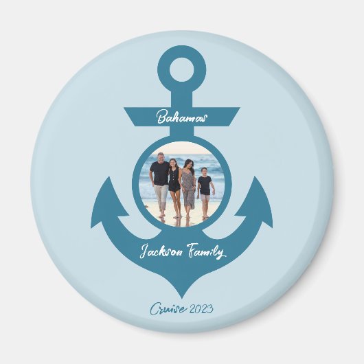 おパーソナライズされた客様の写真で家族旅行をクルーズ マグネット (正面)