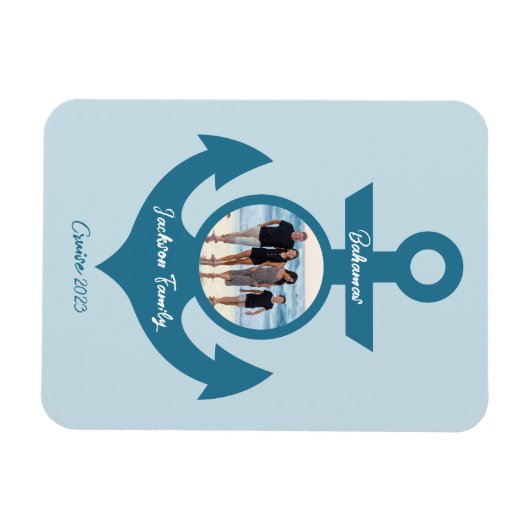 おパーソナライズされた客様の写真で家族旅行をクルーズ マグネット (横)