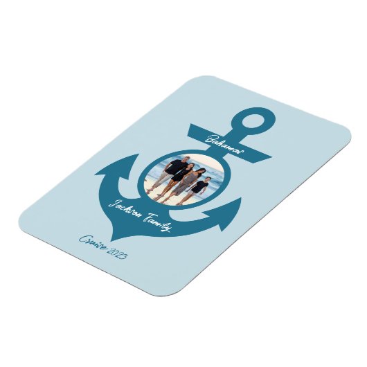 おパーソナライズされた客様の写真で家族旅行をクルーズ マグネット (左側)