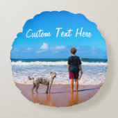 おパーソナライズされた客様の写真ラウンドピローカスタム文字 ラウンドクッション (正面)