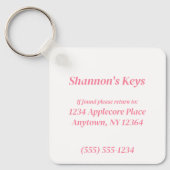 おパーソナライズされた客様の鍵情報をピンク色で失わない キーホルダー (正面)