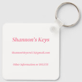 おパーソナライズされた客様の鍵情報をピンク色で失わない キーホルダー (裏面)