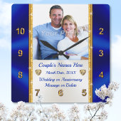 おパーソナライズされた年結婚配のカップルへの贈り物 スクエア壁時計