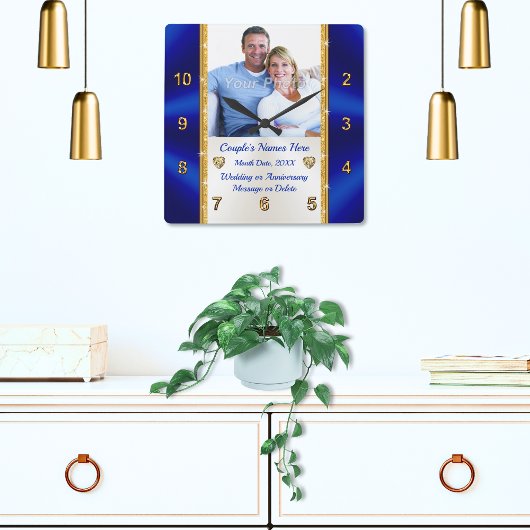 おパーソナライズされた年結婚配のカップルへの贈り物 スクエア壁時計