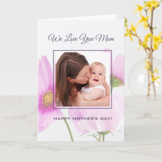 おパーソナライズされた母さんの日が大好きな写真 カード (黄色い花)