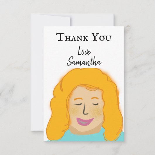 おパーソナライズされた礼Girl's Redポートレート名 サンキューカード (正面)