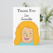 おパーソナライズされた礼Girl's Redポートレート名 サンキューカード (スタンド正面)