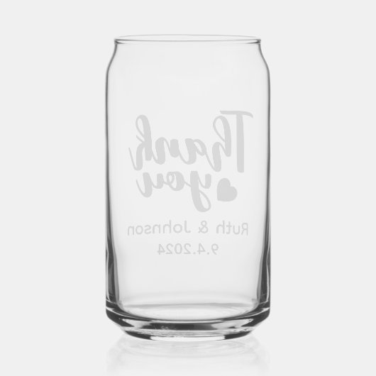 おパーソナライズされた結婚世話に感謝 ガラス缶 (裏面)