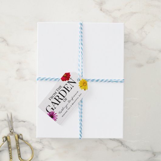 おパーソナライズされた花の庭から ギフトタグ (より糸つき)