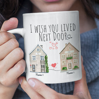 おパーソナライズされた隣のギフトマグに住んでほしい コーヒーマグカップ