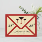 おファンシーよびおもしろい80歳の誕生日パーティーの招待 招待状 (スタンド正面)