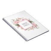 おフェミニン名前のピンクローズフローラ ノートブック (右側)