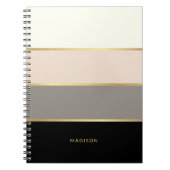 おフェミニン名前まストライプたはモノグラムのワイドな文字 ノートブック (正面)