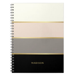 おフェミニン名前まストライプたはモノグラムのワイドな文字 ノートブック