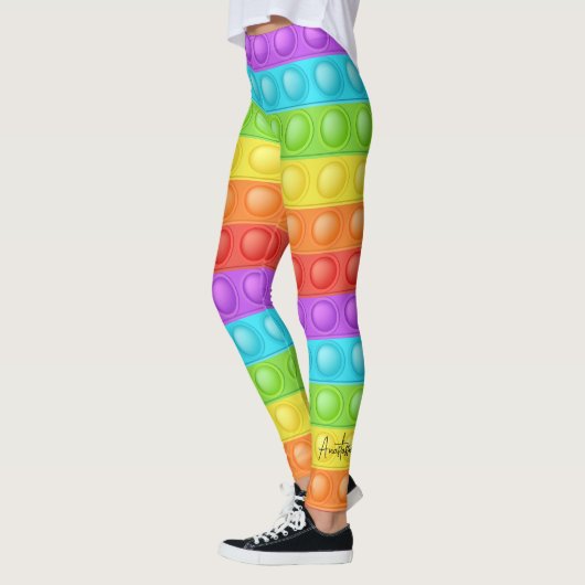 おポップ・アートの客様のNAMEエレガントカラフル・スポーツ・ヨガ レギンス (左)