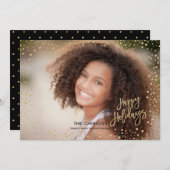 おモダンめでとう金ゴールド&ブラックレタリング シーズンカード (正面/裏面)