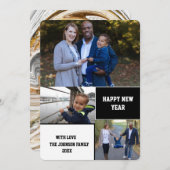 おモダンめでとう3年の写真コラージュ シーズンカード (正面/裏面)