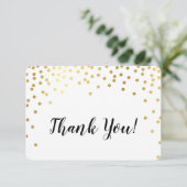 おモダン世話になっておりますシックな金ゴールド紙吹雪スポット サンキューカード (スタンド正面)