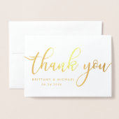 おモダン二人の結婚写真金ゴールド 箔カード (封筒付き正面)