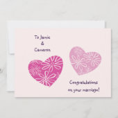 おモダン使いのカードにツインハート結婚おめでとう 招待状 (正面)