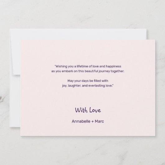 おモダン使いのカードにツインハート結婚おめでとう 招待状 (裏面)