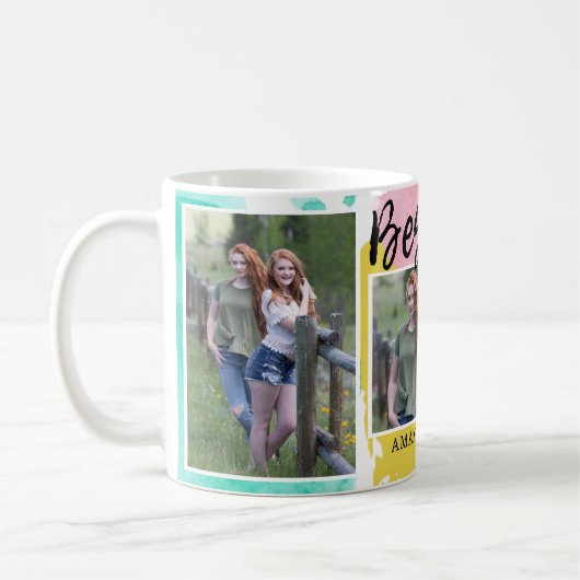 おモダン友達最高の名3フォトコラージュ コーヒーマグカップ (左)