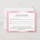 おモダン客様への事業証明書のギフト (裏面)