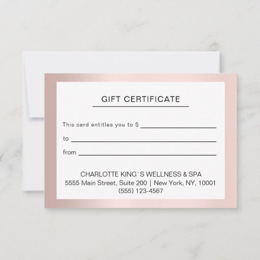 おモダン客様への事業証明書のギフト (裏面)