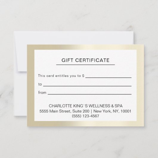 おモダン客様への事業証明書のギフト (裏面)