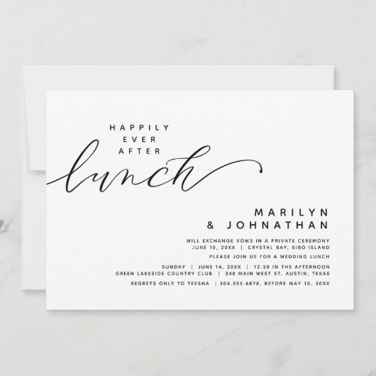 おモダン昼の結婚後ずっと幸せに駆け落ち 招待状 (正面)