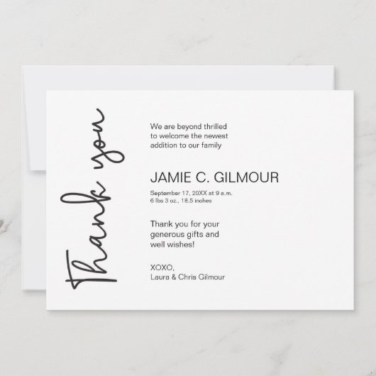 おモダン礼ベビー写真誕生のお知らせ 案内状 (裏面)