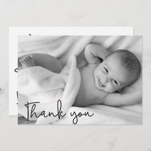 おモダン礼ベビー写真誕生のお知らせ 案内状 (正面/裏面)