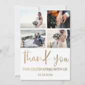 おモダン礼金ゴールド&ホワイト結婚ズ サンキューカード (正面)