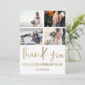 おモダン礼金ゴールド&ホワイト結婚ズ サンキューカード (スタンド正面)