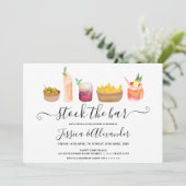 おモダン菓子カクテル水彩カップルのシャワー 招待状 (スタンド正面)