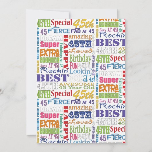 おユニークよび45歳の誕生日パーティーの特別プレゼント 招待状 (裏面)